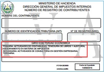 Giro o Actividad Economina